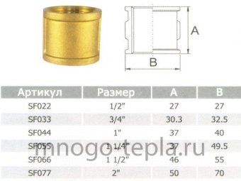 Муфта латунная 1/2 вр/вр (Ду 15), соединительная - №1