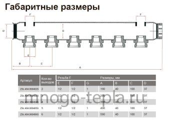 Коллектор распределительный из нержавеющей стали Zeissler ZSc.404.060405S (1" x 1/2"), 5 потребителей, межосевое расстояние 100 мм - №1