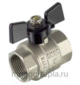 Кран шаровый 1/2" ГГ TIM (DE1216X) никелированный усиленный прямой - бабочка - №1