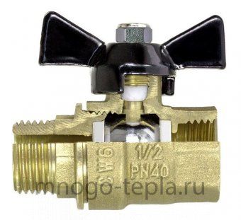 Кран шаровый 1/2" ГШ TIM (DE1201) латунный усиленный прямой  -  рычаг - №1