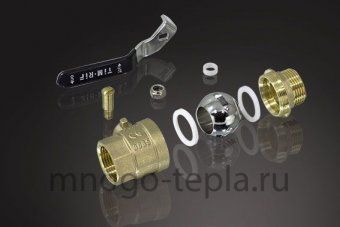 Кран шаровый 1" ГГ TIM (DE1222) латунный усиленный прямой  -  бабочка - №1