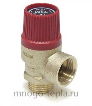 Предохранительный клапан 1/2" НР TIM BL22MF-K-1.5 (1.5 бар) красный - №1