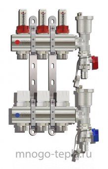 Коллекторная группа Tim (KC003) 1" ВР, 3 отвода 3/4", расходомер, воздухоотводчик, сливной кран - №1