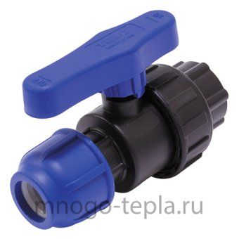 Кран шаровой для труб ПНД 20 х 1/2" ВР, разъемный, компрессионный - №1